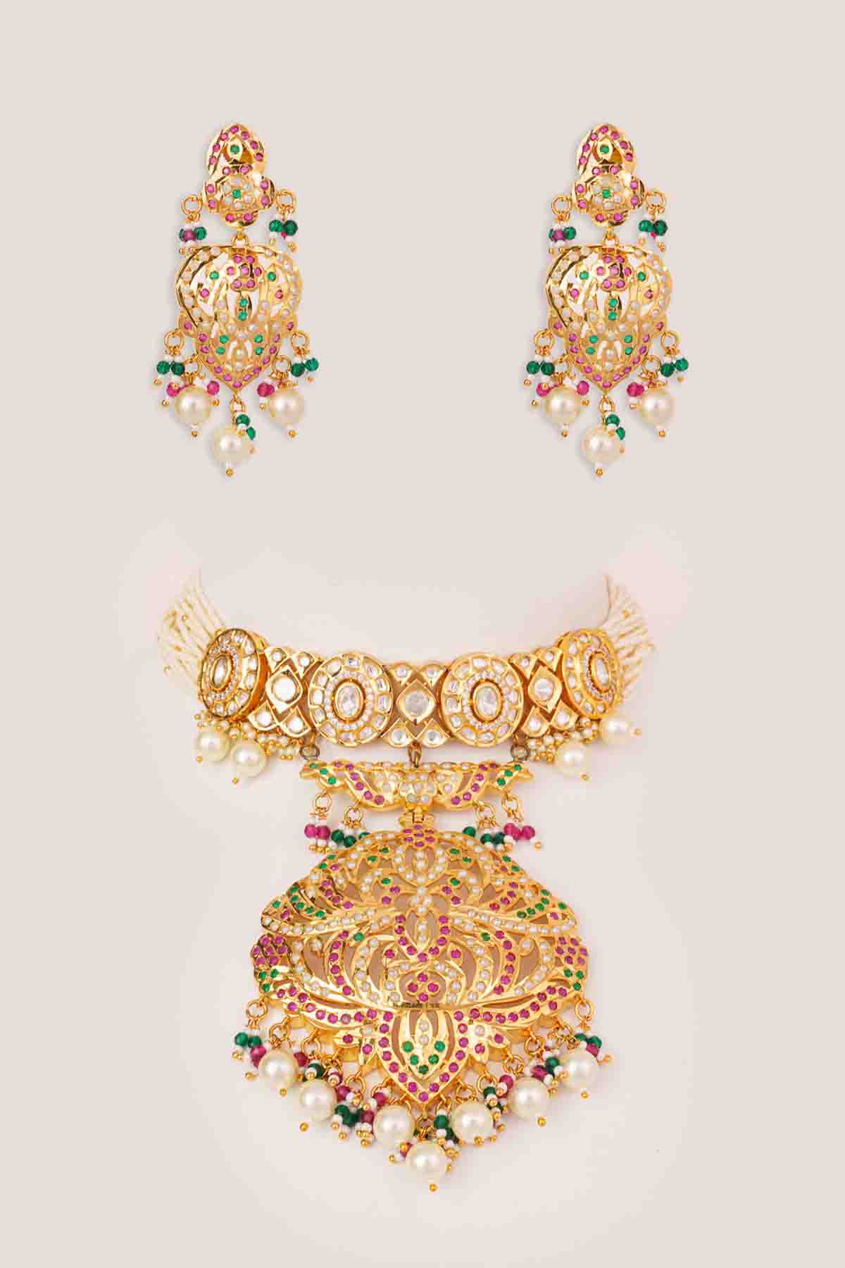 Zevar Fusion Of Kundan And Jadau Choker Set indian designer wear online shopping melange singapore 