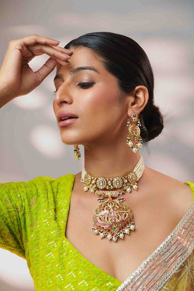 Zevar Fusion Of Kundan And Jadau Choker Set indian designer wear online shopping melange singapore 