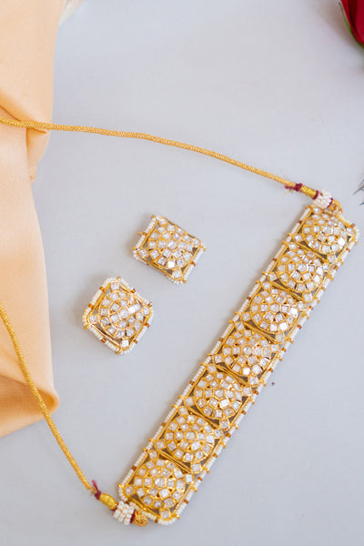 Zevar Gold Choker Necklace Indian designer wear online shopping melange singapore