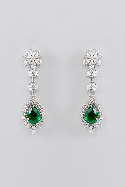 Zevar Green Diamond Necklace With White Set indian designer wear online shopping melange singapore