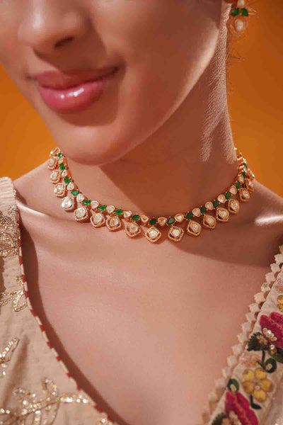 Zevar Green Necklace Set indian designer wear online shopping melange singapore 