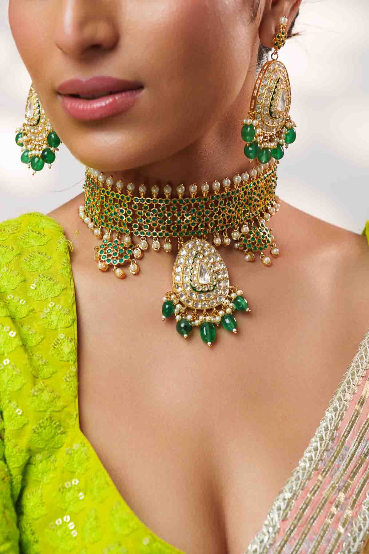 Zevar Jadau Choker Set indian designer wear online shopping melange singapore 