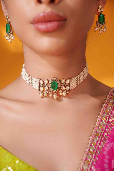 Zevar Kundan Choker Set indian designer wear online shopping melange singapore 
