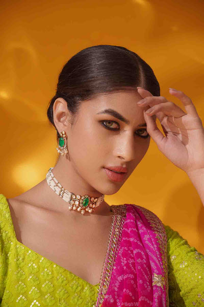 Zevar Kundan Choker Set indian designer wear online shopping melange singapore 
