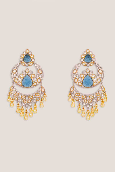 Zevar Kundan Earrings With Yellow Pearls indian designer wear online shopping melange singapore 