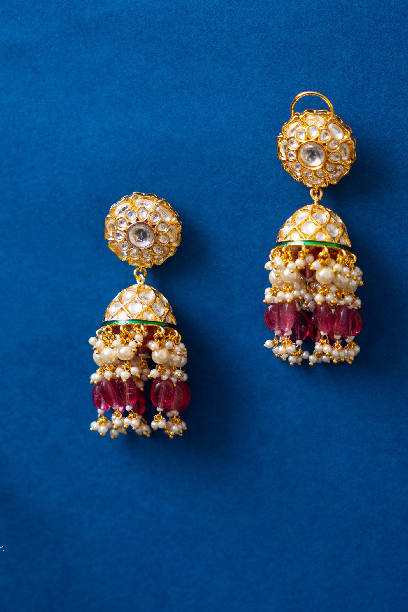 Kundan Jhumkis Pink