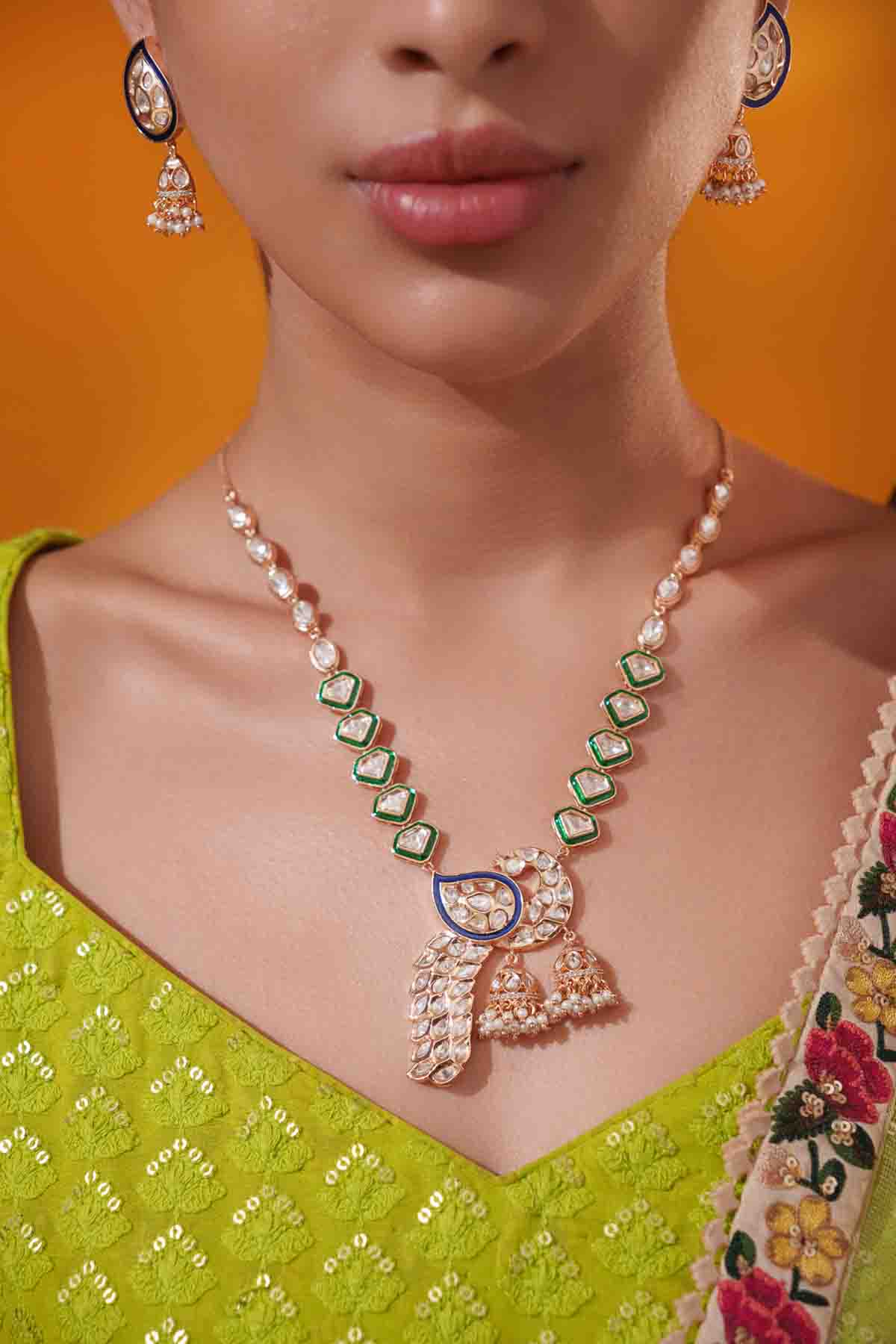 Zevar Kundan Necklace Earring Set indian designer wear online shopping melange singapore 