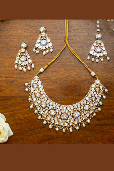 Zevar Kundan Necklace Set jewellery Indian designer wear online shopping melange singapore