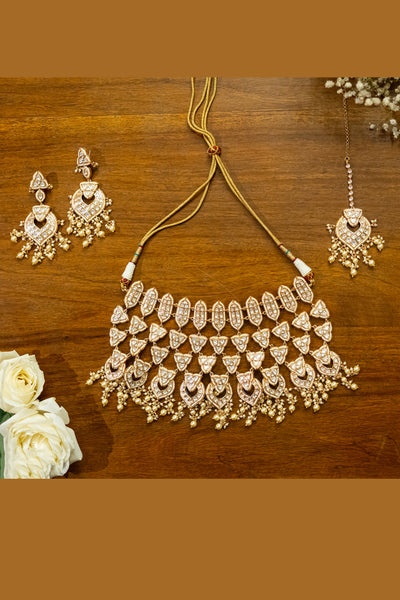 Zevar Kundan Necklace Set jewellery Indian designer wear online shopping melange singapore