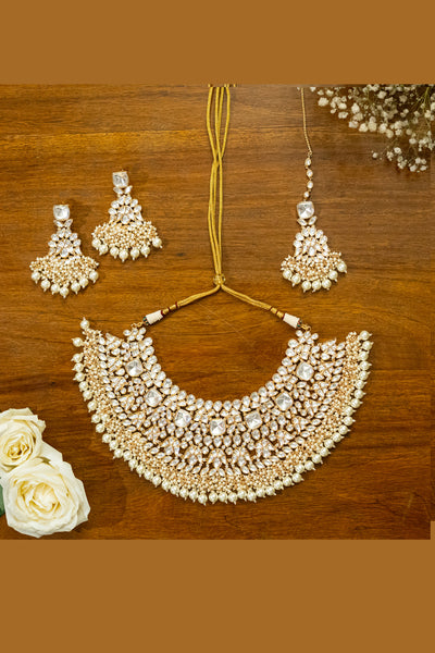 Zevar Kundan Necklace Set jewellery Indian designer wear online shopping melange singapore