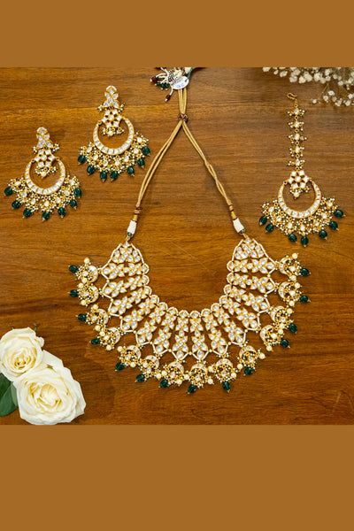Zevar Kundan Necklace Set jewellery Indian designer wear online shopping melange singapore