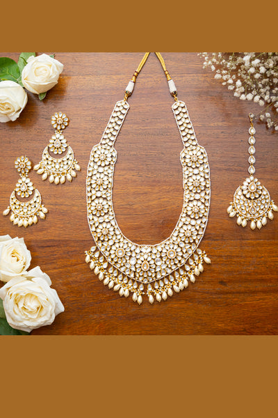 Zevar Kundan Necklace Set jewellery Indian designer wear online shopping melange singapore