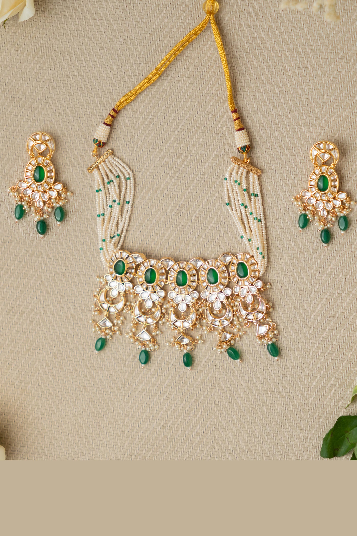 Zevar Kundan Necklace Set Gold jewellery Indian designer wear online shopping melange singapore