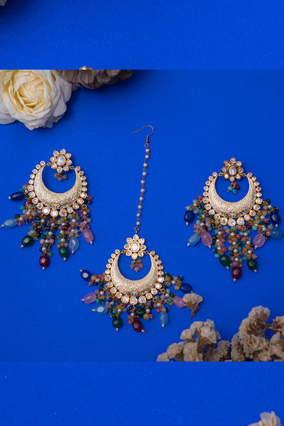 Zevar Kundan Necklace Set Multi jewellery Indian designer wear online shopping melange singapore