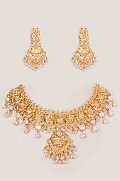 Zevar Kundan Polki Necklace Set indian designer wear online shopping melange singapore 
