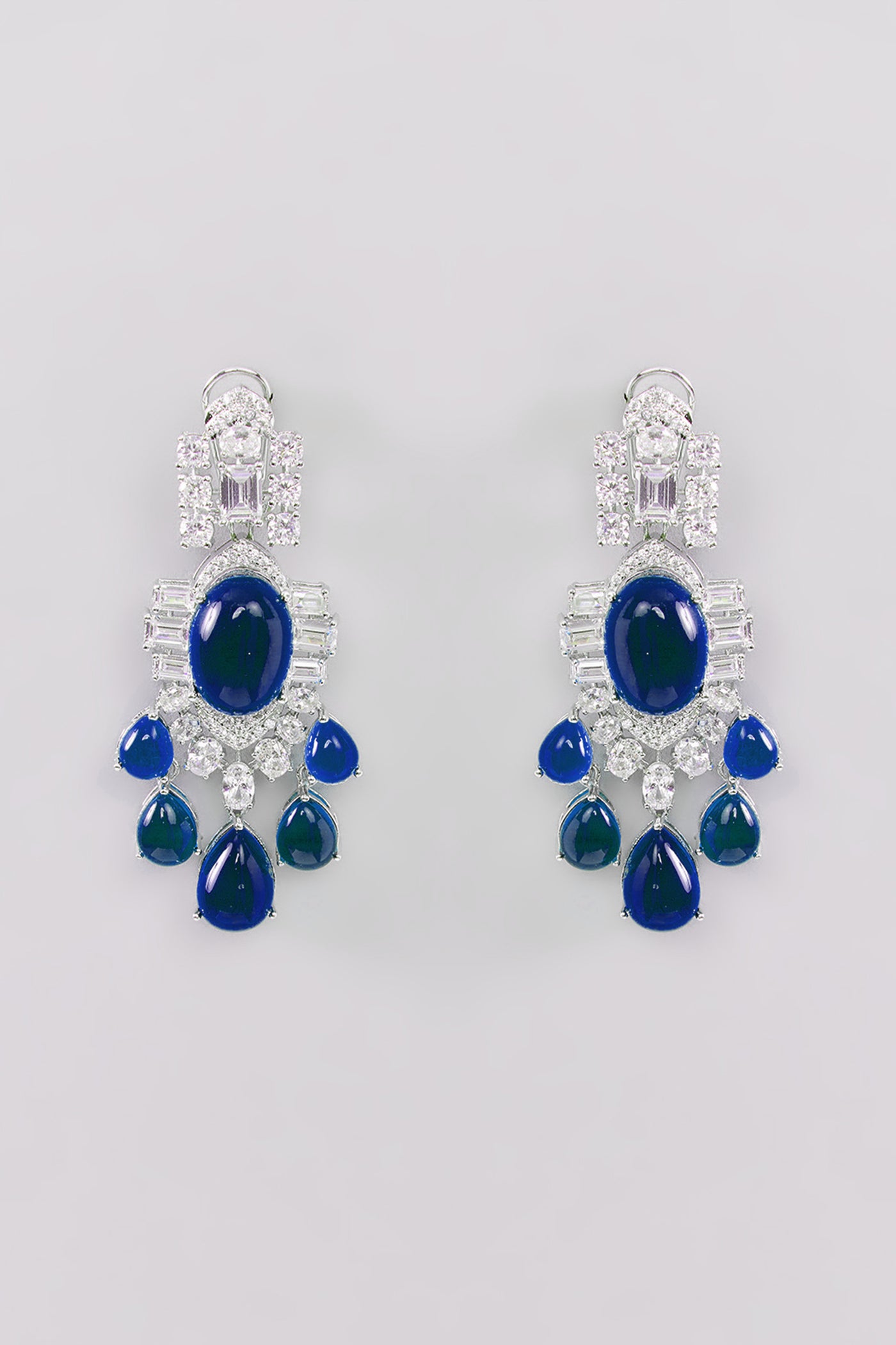 Zevar Long Blue Diamond Necklace Set indian designer wear online shopping melange singapore