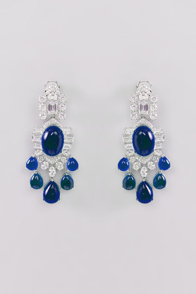 Zevar Long Blue Diamond Necklace Set indian designer wear online shopping melange singapore