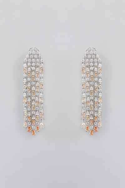 Zevar Long Diamond Three String Danglers indian designer wear online shopping melange singapore