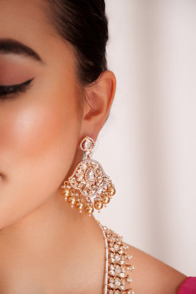Zevar Long Pendant Necklace With Elegant Earrings indian designer wear online shopping melange singapore