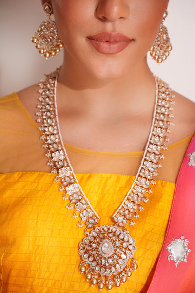 Zevar Long Pendant Necklace With Elegant Earrings indian designer wear online shopping melange singapore