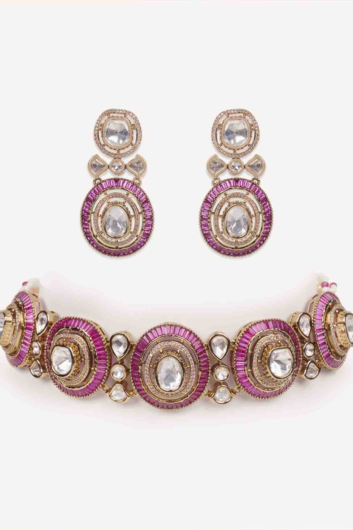 Zevar Moissanite Choker Set indian designer wear online shopping melange singapore 