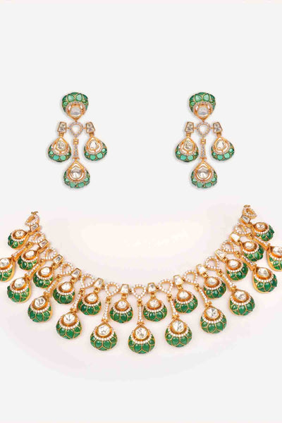 Zevar Moissanite Green Necklace Set indian designer wear online shopping melange singapore 