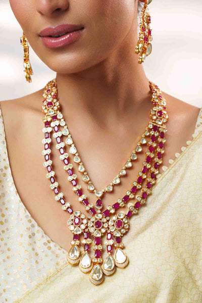 Zevar Moissanite Long Necklace Set indian designer wear online shopping melange singapore 