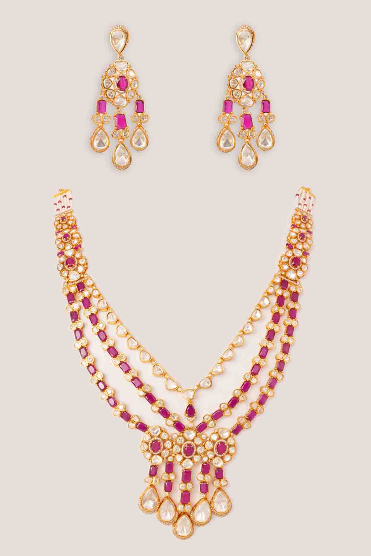 Zevar Moissanite Long Necklace Set indian designer wear online shopping melange singapore 
