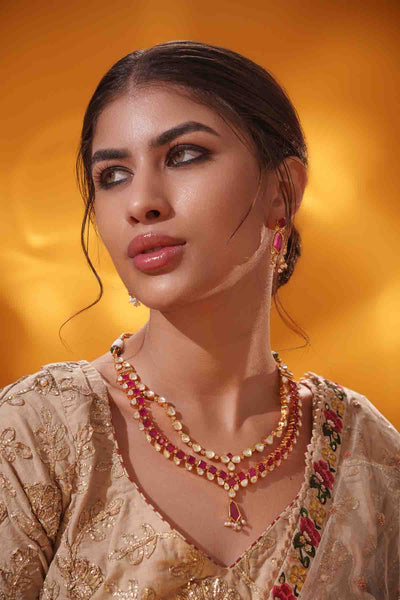 Zevar Moissanite Long Necklace Set indian designer wear online shopping melange singapore 