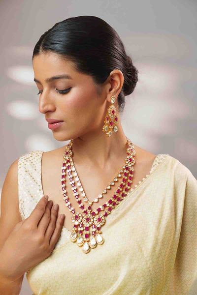 Zevar Moissanite Long Necklace Set indian designer wear online shopping melange singapore 