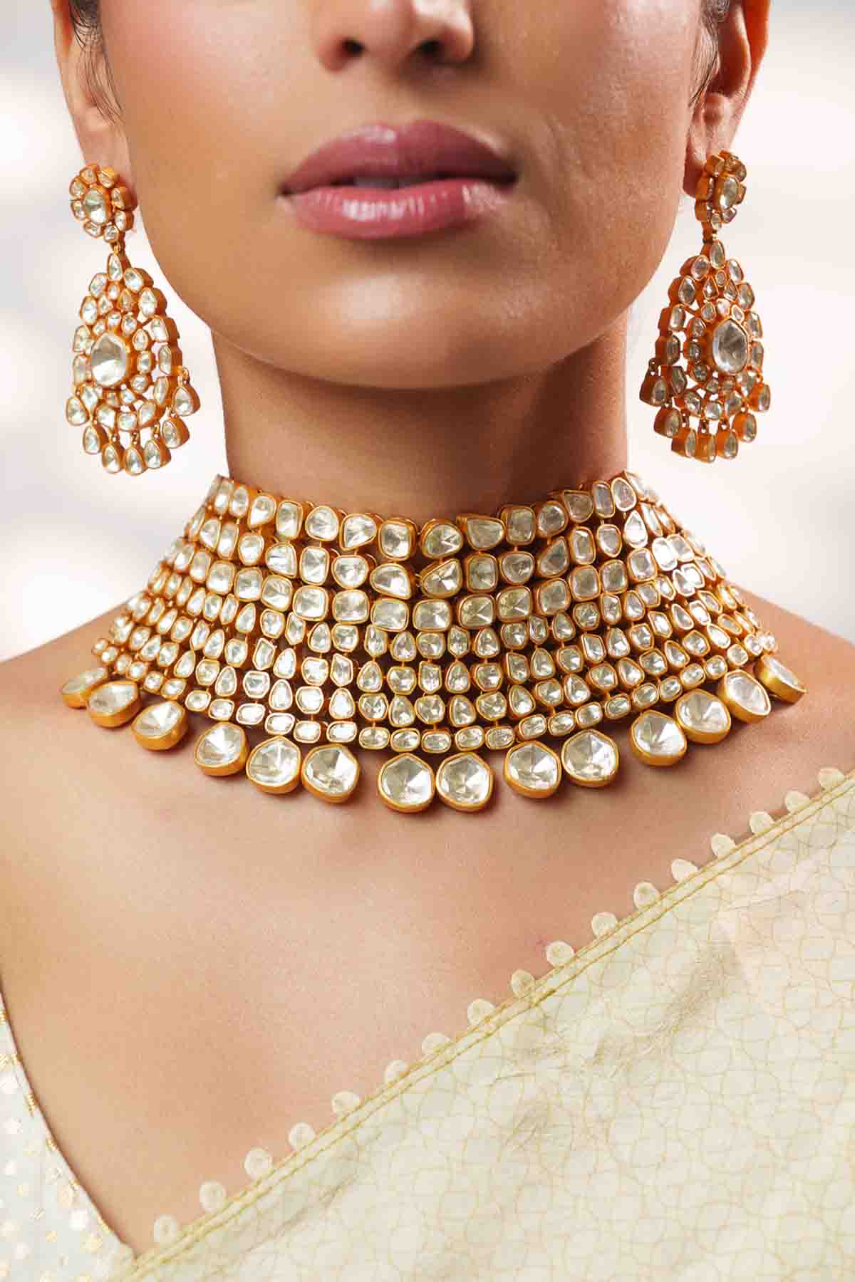 Zevar Moissanite Necklace Set indian designer wear online shopping melange singapore 