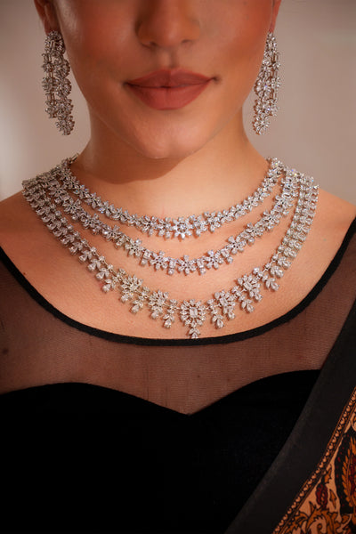 Zevar Multiwear Dramatic And Versatile Diamond Necklace Set indian designer wear online shopping melange singapore
