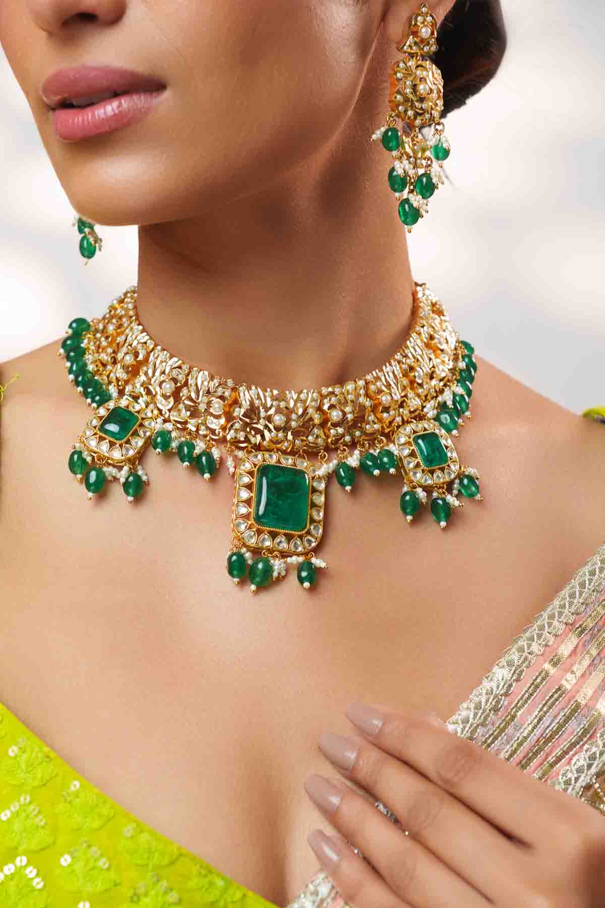 Zevar Necklace Set With Earrings indian designer wear online shopping melange singapore 
