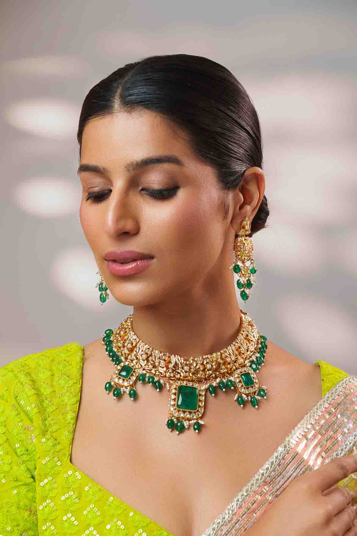 Zevar Necklace Set With Earrings indian designer wear online shopping melange singapore 
