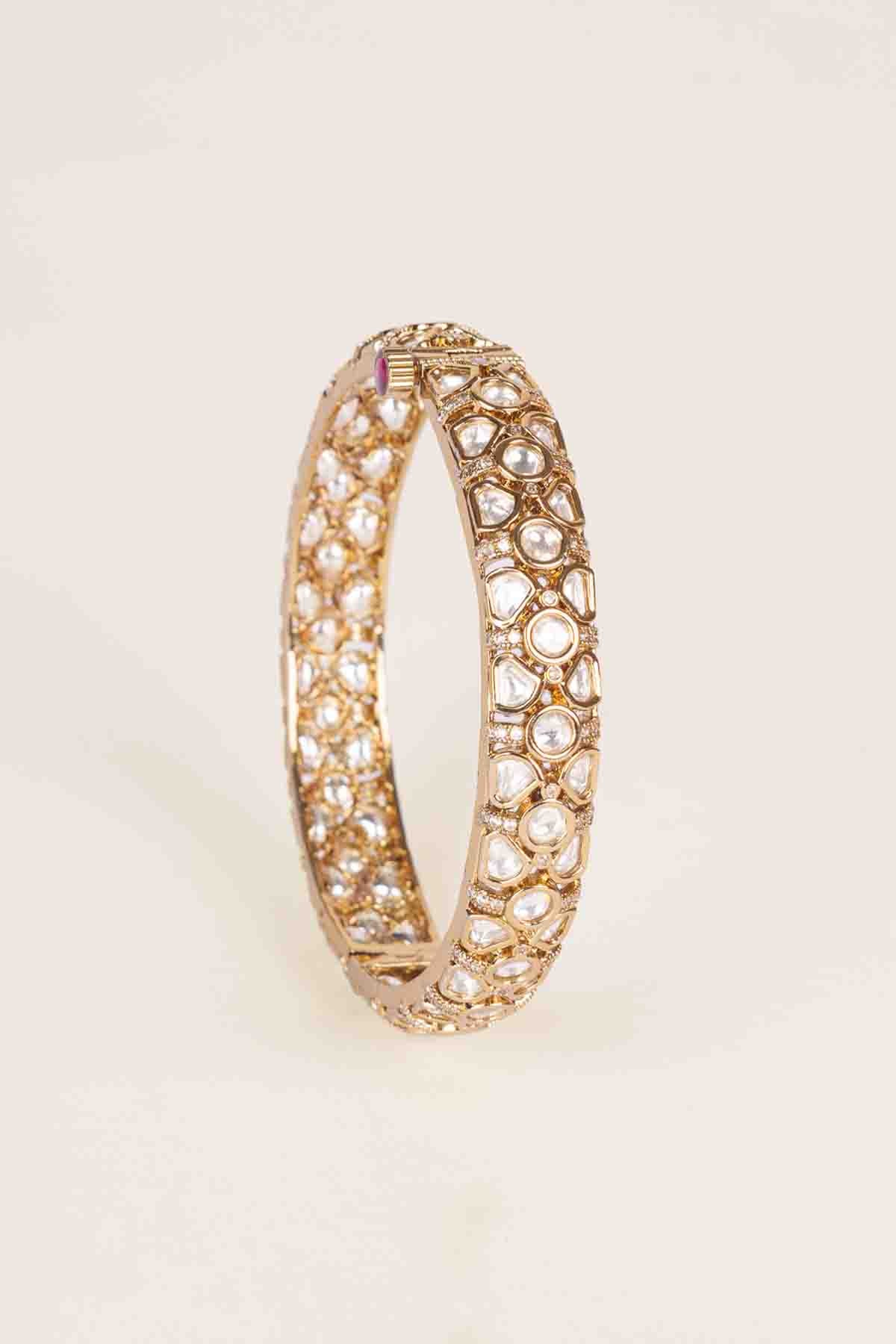 Zevar Pair Of Classic Two Tone Kundan Polki Bangles indian designer wear online shopping melange singapore