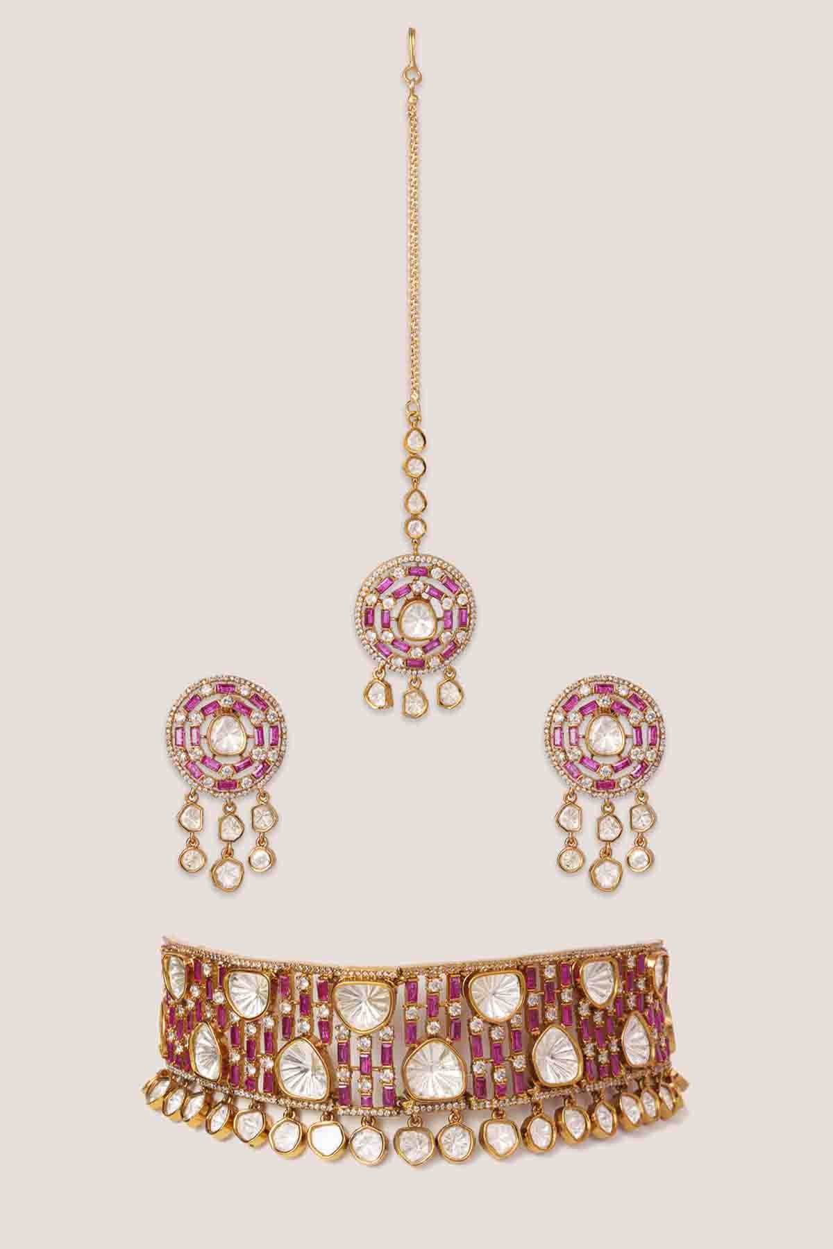 Zevar Polki Choker Set indian designer wear online shopping melange singapore 