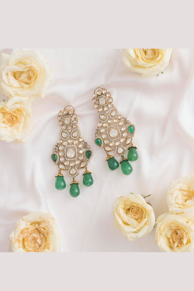 Zevar Polki Earrings Green jewellery Indian designer wear online shopping melange singapore