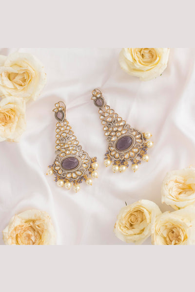 Zevar Polki Earrings White jewellery Indian designer wear online shopping melange singapore