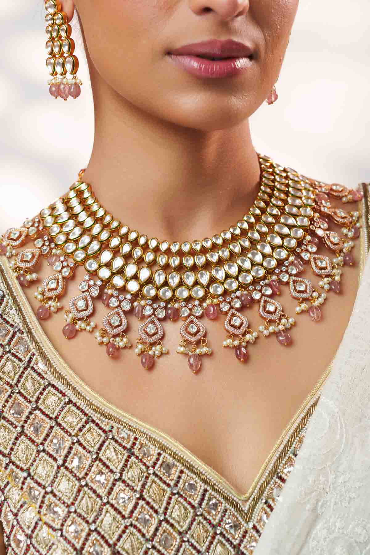 Zevar Polki Necklace Set indian designer wear online shopping melange singapore 