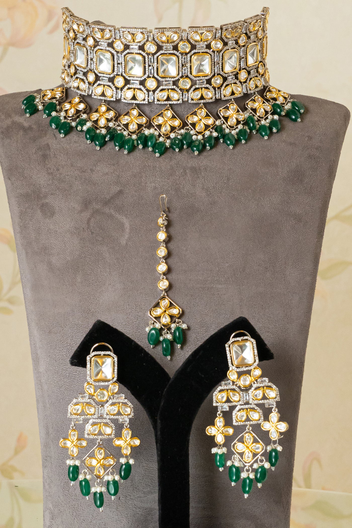 Zevar Polki Necklace Set jewellery Indian designer wear online shopping melange singapore