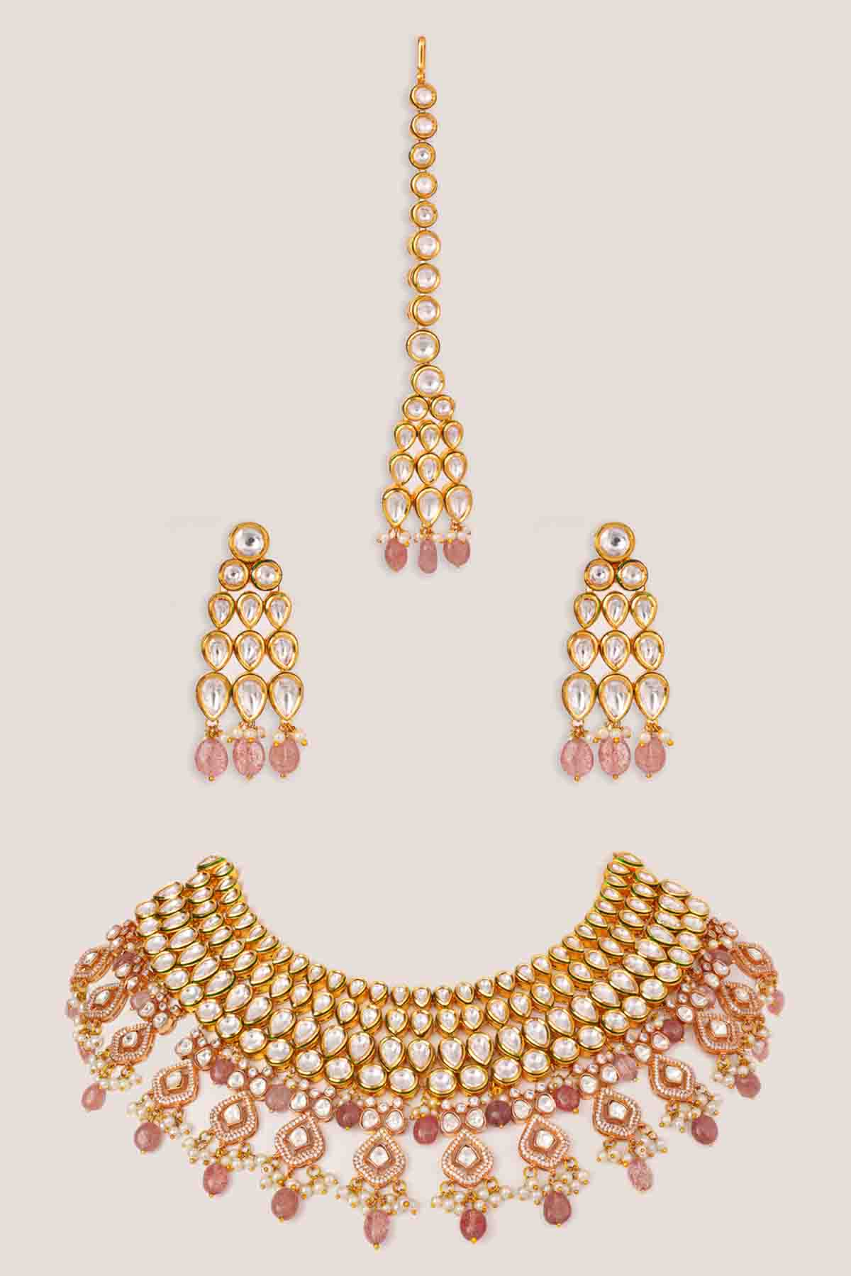 Zevar Polki Necklace Set indian designer wear online shopping melange singapore 