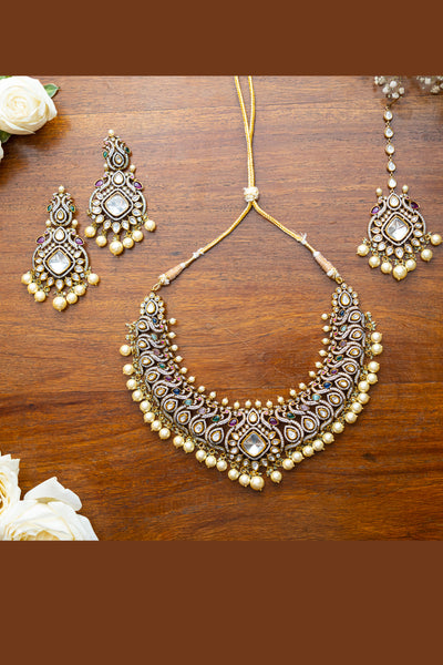 Zevar Polki Necklace Set jewellery Indian designer wear online shopping melange singapore