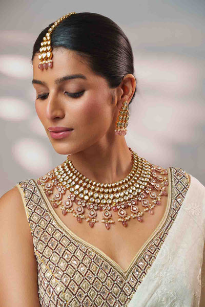 Zevar Polki Necklace Set indian designer wear online shopping melange singapore 