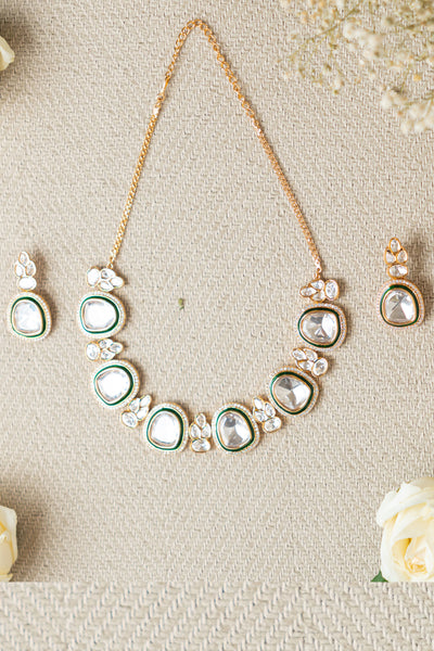 Zevar Polki Necklace Set White jewellery Indian designer wear online shopping melange singapore