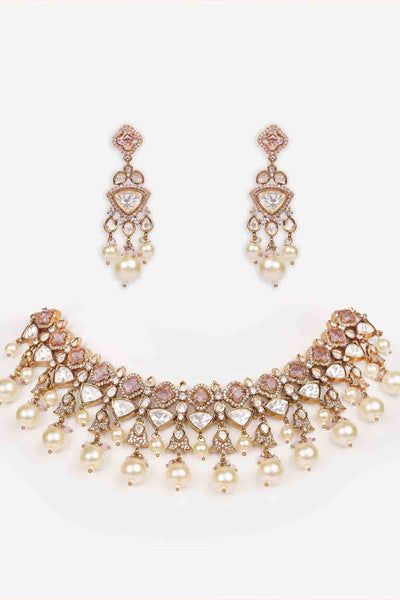 Zevar Polki Stone Necklace Set indian designer wear online shopping melange singapore 
