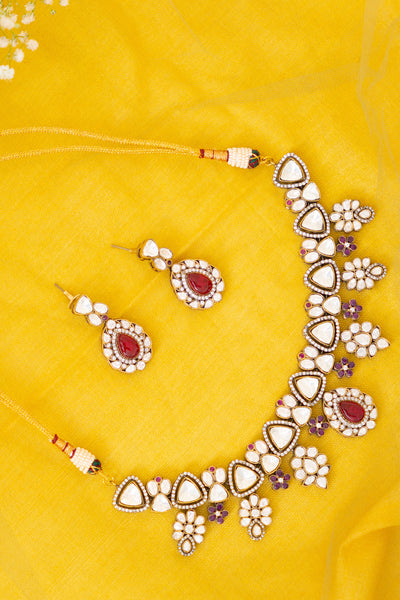 Zevar Red Polki Set Indian designer wear online shopping melange singapore
