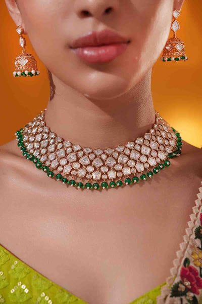 Zevar Stylish And Classic Kundan Necklace Earring Set indian designer wear online shopping melange singapore 