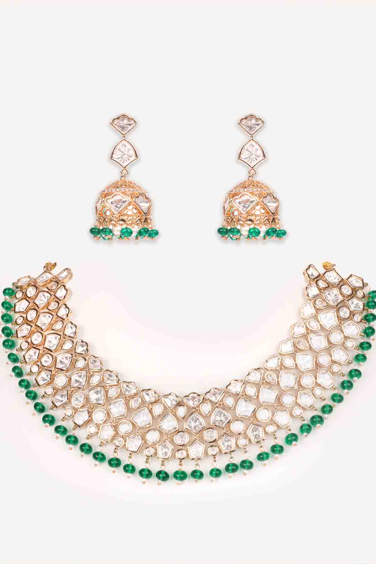 Zevar Stylish And Classic Kundan Necklace Earring Set indian designer wear online shopping melange singapore 