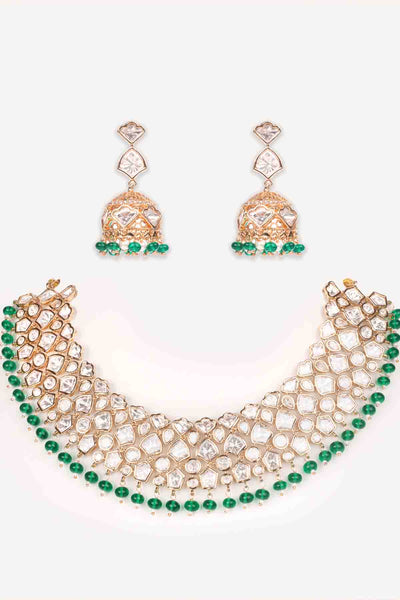 Zevar Stylish And Classic Kundan Necklace Earring Set indian designer wear online shopping melange singapore 