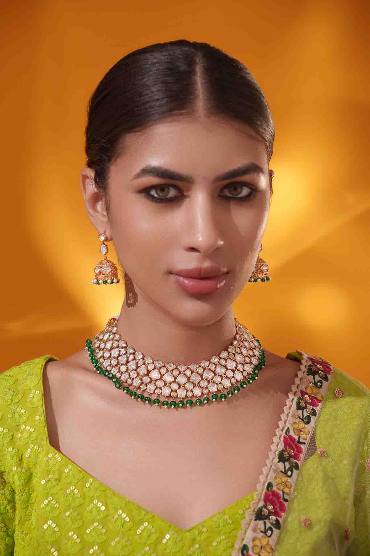 Zevar Stylish And Classic Kundan Necklace Earring Set indian designer wear online shopping melange singapore 